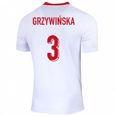 Kandiny Damen Polen Gabriela Grzywinska #3 Weiß Heimtrikot Trikot 24-26 T-Shirt