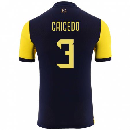 Kandiny Damen Ecuador Jessy Caicedo #3 Gelb Heimtrikot Trikot 24-26 T-Shirt