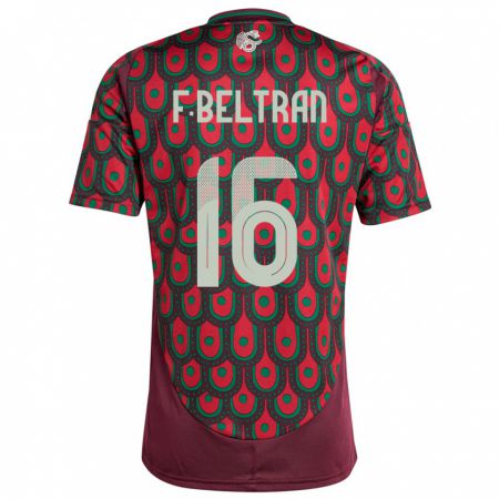 Kandiny Damen Mexiko Fernando Beltran #16 Kastanienbraun Heimtrikot Trikot 24-26 T-Shirt