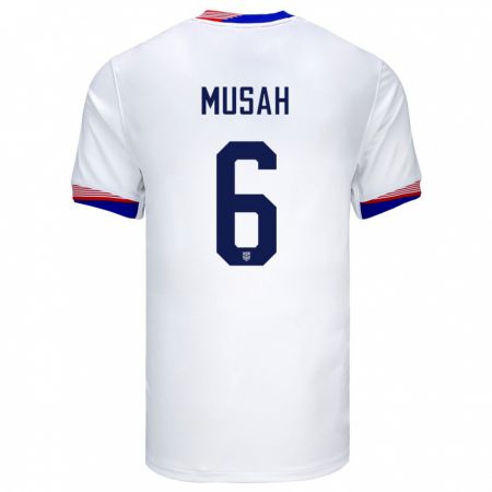 Kandiny Damen Vereinigte Staaten Yunus Musah #6 Weiß Heimtrikot Trikot 24-26 T-Shirt