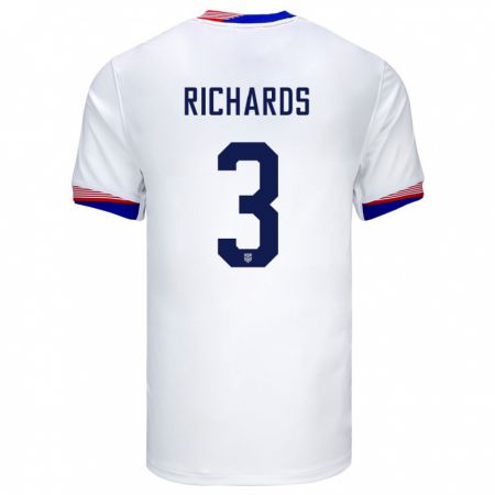 Kandiny Damen Vereinigte Staaten Chris Richards #3 Weiß Heimtrikot Trikot 24-26 T-Shirt