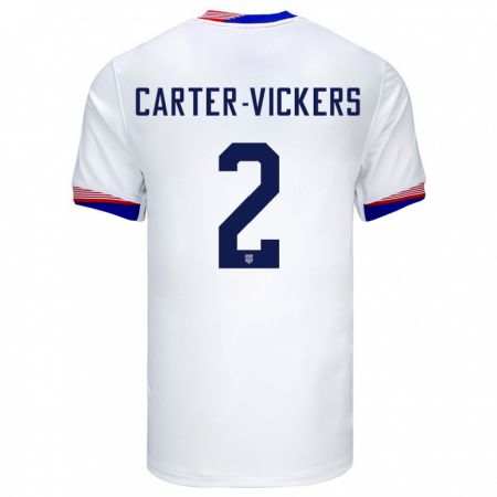 Kandiny Damen Vereinigte Staaten Cameron Carter-Vickers #2 Weiß Heimtrikot Trikot 24-26 T-Shirt