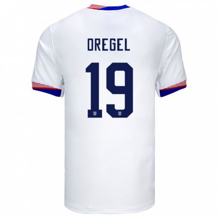 Kandiny Damen Vereinigte Staaten Sergio Oregel #19 Weiß Heimtrikot Trikot 24-26 T-Shirt