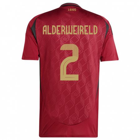 Kandiny Damen Belgien Toby Alderweireld #2 Burgund Heimtrikot Trikot 24-26 T-Shirt