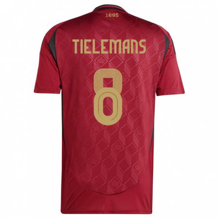 Kandiny Damen Belgien Youri Tielemans #8 Burgund Heimtrikot Trikot 24-26 T-Shirt