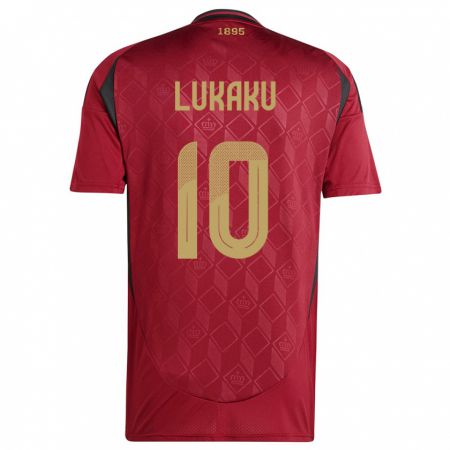 Kandiny Damen Belgien Romelu Lukaku #10 Burgund Heimtrikot Trikot 24-26 T-Shirt