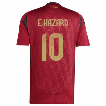 Kandiny Damen Belgien Eden Hazard #10 Burgund Heimtrikot Trikot 24-26 T-Shirt