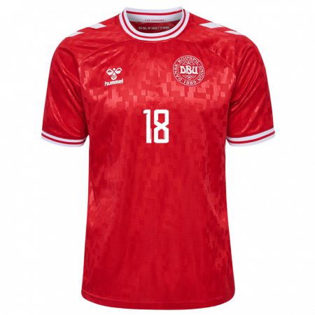Kandiny Damen Dänemark Daniel Wass #18 Rot Heimtrikot Trikot 24-26 T-Shirt