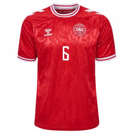 Kandiny Damen Dänemark Morten Frendrup #6 Rot Heimtrikot Trikot 24-26 T-Shirt