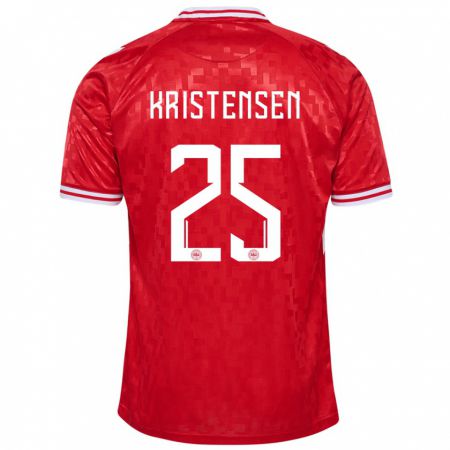 Kandiny Damen Dänemark Rasmus Kristensen #25 Rot Heimtrikot Trikot 24-26 T-Shirt