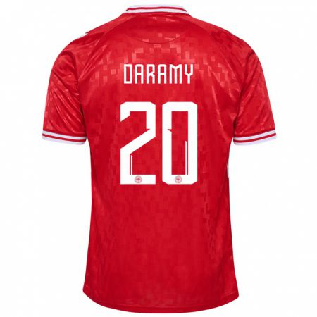 Kandiny Damen Dänemark Mohamed Daramy #20 Rot Heimtrikot Trikot 24-26 T-Shirt