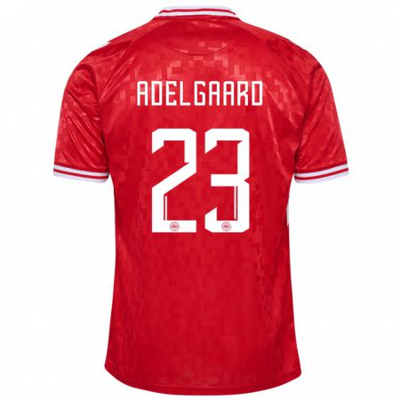 Kandiny Damen Dänemark Aske Adelgaard #23 Rot Heimtrikot Trikot 24-26 T-Shirt