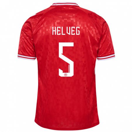 Kandiny Damen Dänemark Richard Helveg #5 Rot Heimtrikot Trikot 24-26 T-Shirt
