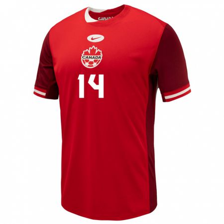 Kandiny Damen Kanada Jacob Shaffelburg #14 Rot Heimtrikot Trikot 24-26 T-Shirt