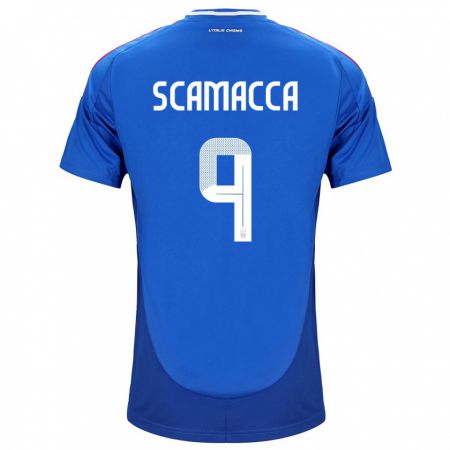 Kandiny Damen Italien Gianluca Scamacca #9 Blau Heimtrikot Trikot 24-26 T-Shirt