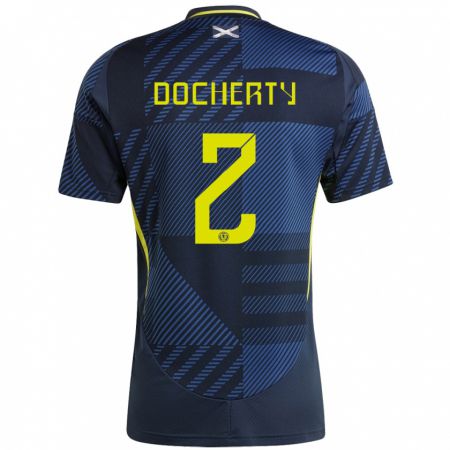 Kandiny Damen Schottland Nicola Docherty #2 Dunkelblau Heimtrikot Trikot 24-26 T-Shirt