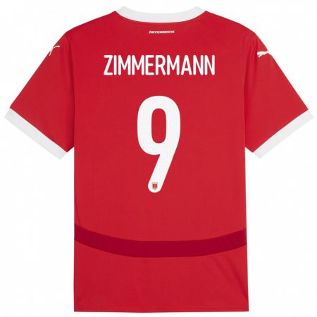 Kandiny Damen Österreich Bernhard Zimmermann #9 Rot Heimtrikot Trikot 24-26 T-Shirt