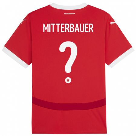 Kandiny Damen Österreich Elias Mitterbauer #0 Rot Heimtrikot Trikot 24-26 T-Shirt