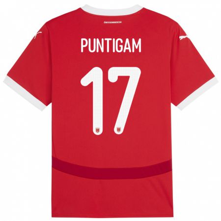 Kandiny Damen Österreich Sarah Puntigam #17 Rot Heimtrikot Trikot 24-26 T-Shirt