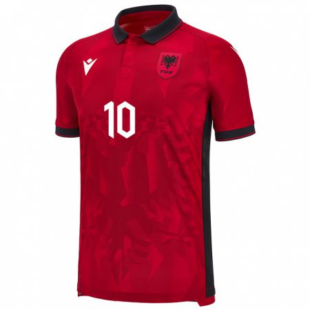 Kandiny Damen Albanien Qëndresa Krasniqi #10 Rot Heimtrikot Trikot 24-26 T-Shirt