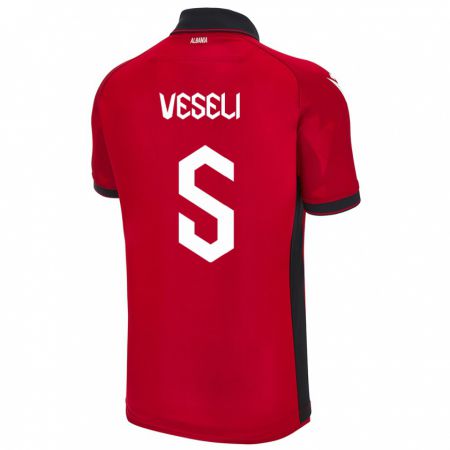 Kandiny Damen Albanien Frédéric Veseli #5 Rot Heimtrikot Trikot 24-26 T-Shirt