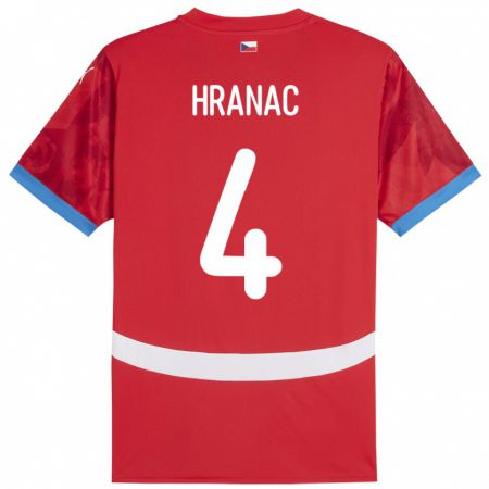 Kandiny Damen Tschechien Robin Hranac #4 Rot Heimtrikot Trikot 24-26 T-Shirt