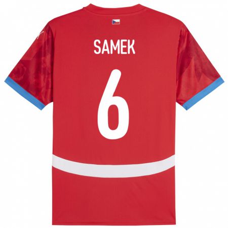 Kandiny Damen Tschechien Daniel Samek #6 Rot Heimtrikot Trikot 24-26 T-Shirt