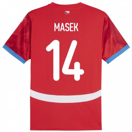 Kandiny Damen Tschechien Lukas Masek #14 Rot Heimtrikot Trikot 24-26 T-Shirt