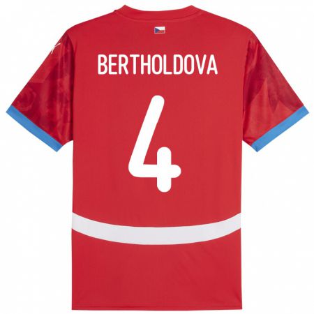 Kandiny Damen Tschechien Petra Bertholdová #4 Rot Heimtrikot Trikot 24-26 T-Shirt