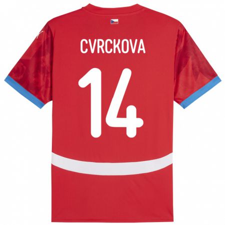 Kandiny Damen Tschechien Klára Cvrčková #14 Rot Heimtrikot Trikot 24-26 T-Shirt