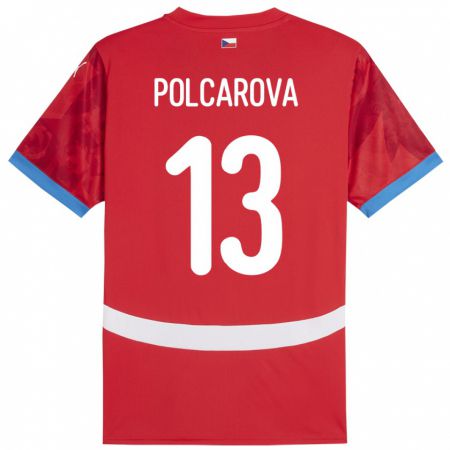 Kandiny Damen Tschechien Barbora Polcarová #13 Rot Heimtrikot Trikot 24-26 T-Shirt