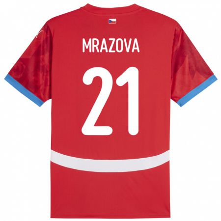 Kandiny Damen Tschechien Miroslava Mrázová #21 Rot Heimtrikot Trikot 24-26 T-Shirt