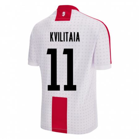 Kandiny Damen Georgien Giorgi Kvilitaia #11 Weiß Heimtrikot Trikot 24-26 T-Shirt