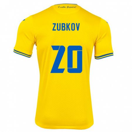 Kandiny Damen Ukraine Oleksandr Zubkov #20 Gelb Heimtrikot Trikot 24-26 T-Shirt