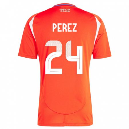 Kandiny Damen Chile César Pérez #24 Rot Heimtrikot Trikot 24-26 T-Shirt