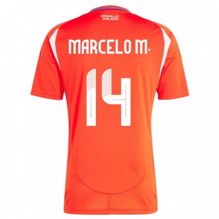 Kandiny Damen Chile Marcelo Morales #14 Rot Heimtrikot Trikot 24-26 T-Shirt