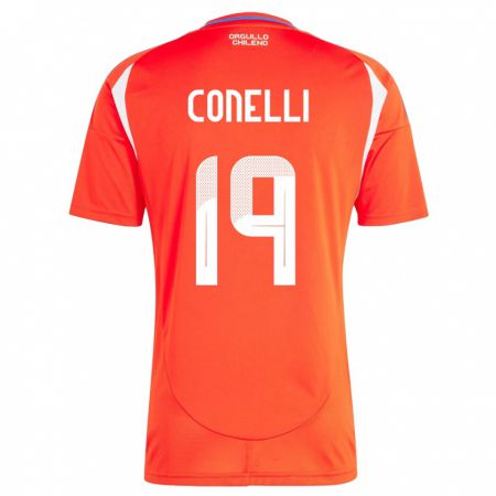 Kandiny Damen Chile Vicente Conelli #19 Rot Heimtrikot Trikot 24-26 T-Shirt