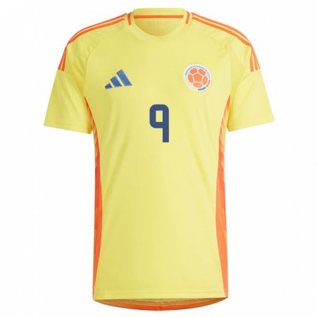 Kandiny Damen Kolumbien Juan Esteban Sánchez #9 Gelb Heimtrikot Trikot 24-26 T-Shirt