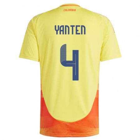 Kandiny Damen Kolumbien Fabiana Yantén #4 Gelb Heimtrikot Trikot 24-26 T-Shirt