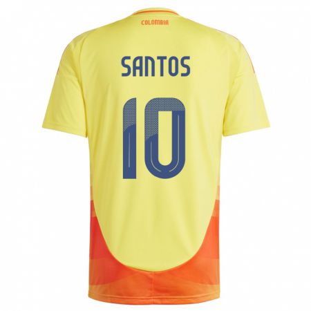 Kandiny Damen Kolumbien Leicy Santos #10 Gelb Heimtrikot Trikot 24-26 T-Shirt