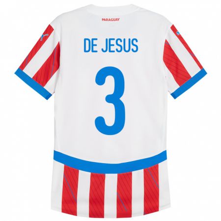 Kandiny Damen Paraguay Ronaldo De Jesús #3 Weiß Rot Heimtrikot Trikot 24-26 T-Shirt