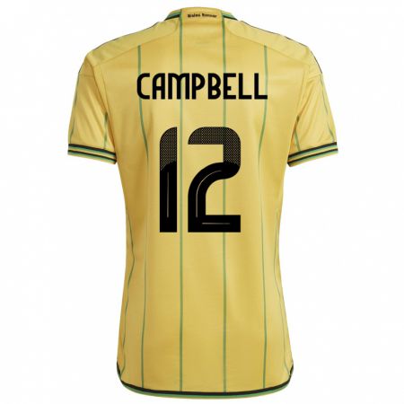 Kandiny Damen Jamaika Sashana Campbell #12 Gelb Heimtrikot Trikot 24-26 T-Shirt