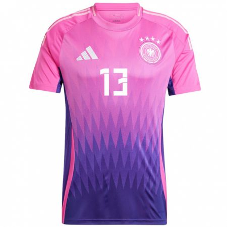 Kandiny Damen Deutschland Thomas Muller #13 Pink Lila Auswärtstrikot Trikot 24-26 T-Shirt