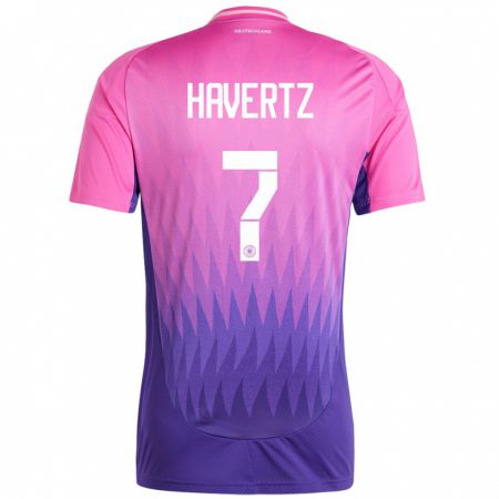 Kandiny Damen Deutschland Kai Havertz #7 Pink Lila Auswärtstrikot Trikot 24-26 T-Shirt