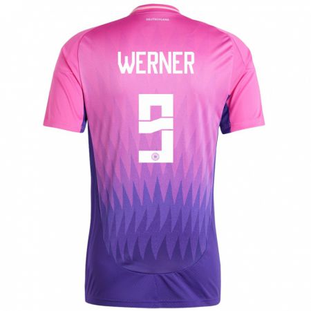 Kandiny Damen Deutschland Timo Werner #9 Pink Lila Auswärtstrikot Trikot 24-26 T-Shirt