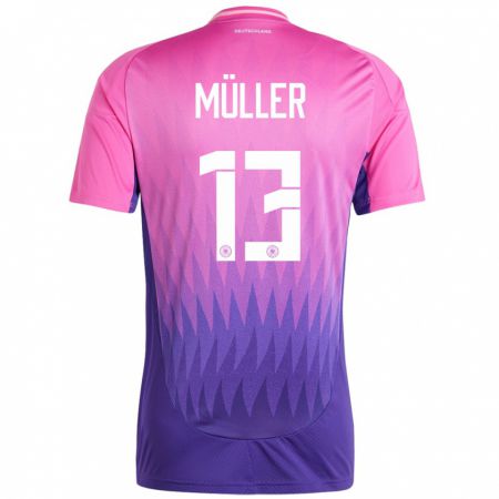 Kandiny Damen Deutschland Thomas Muller #13 Pink Lila Auswärtstrikot Trikot 24-26 T-Shirt