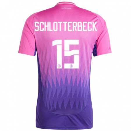 Kandiny Damen Deutschland Nico Schlotterbeck #15 Pink Lila Auswärtstrikot Trikot 24-26 T-Shirt