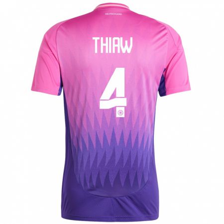 Kandiny Damen Deutschland Malick Thiaw #4 Pink Lila Auswärtstrikot Trikot 24-26 T-Shirt