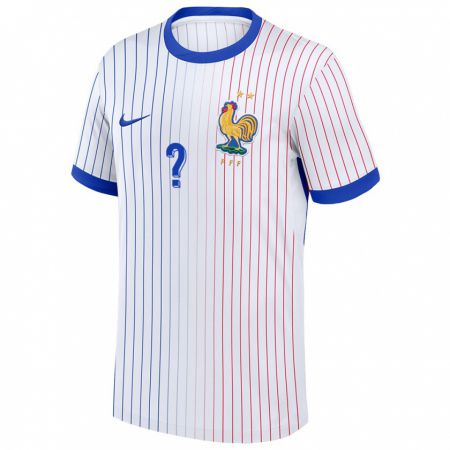 Kandiny Damen Frankreich Ihren Namen #0 Weiß Auswärtstrikot Trikot 24-26 T-Shirt