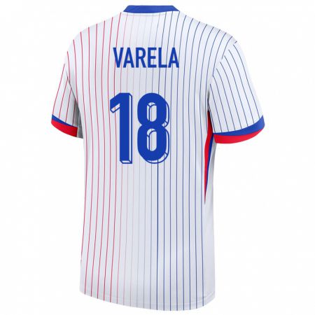 Kandiny Damen Frankreich Jordan Varela #18 Weiß Auswärtstrikot Trikot 24-26 T-Shirt